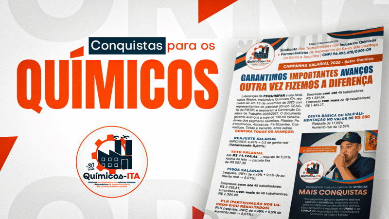 Conquistas da Campanha Salarial 2025 | Sindicato produz boletim informativo aos trabalhadores do setor Químico